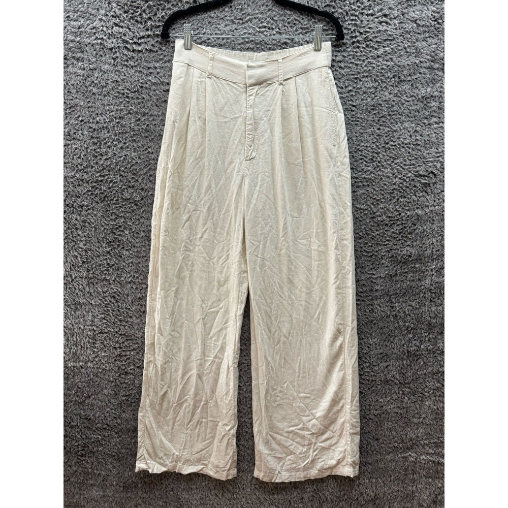 Abercrombie & Fitch Linen-Blend Tailored Straight Pant‎ Off White Womens Size S